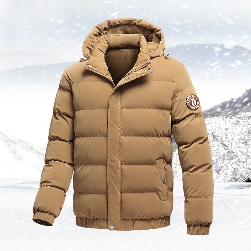 

Winter new outdoor sports thickened warm men's cotton clothes removable hat short casual cotton-padded jacket wholesale