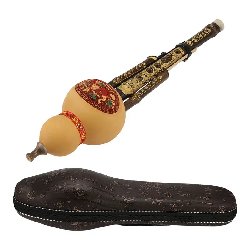 

Бамбуковая флейта ручной работы из тыквы-горлянки (хулуси), этнический музыкальный инструмент в тональности До с футляром для начинающих любителей музыки