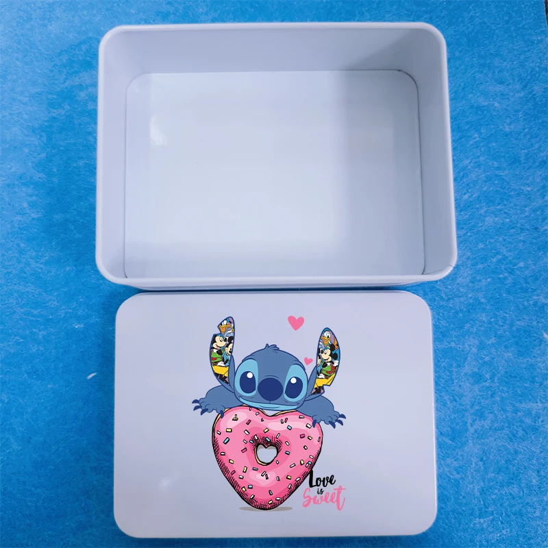 جديد غرزة الكرتون أنيمي صفيح صندوق مع غطاء غطاء Kawaii سعة كبيرة الأبيض مستطيلة صور مجوهرات الحلوى حقيبة للتخزين