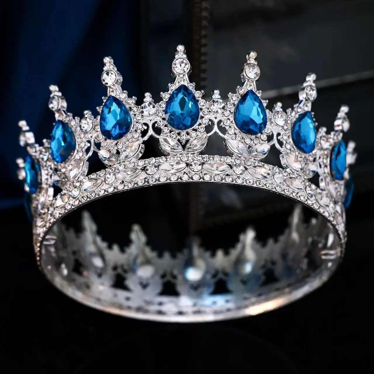 European Fashion Princess Tiara Baroque Crystal Full Crown King Tiar Wedding Pageant Hair Dress Accessory