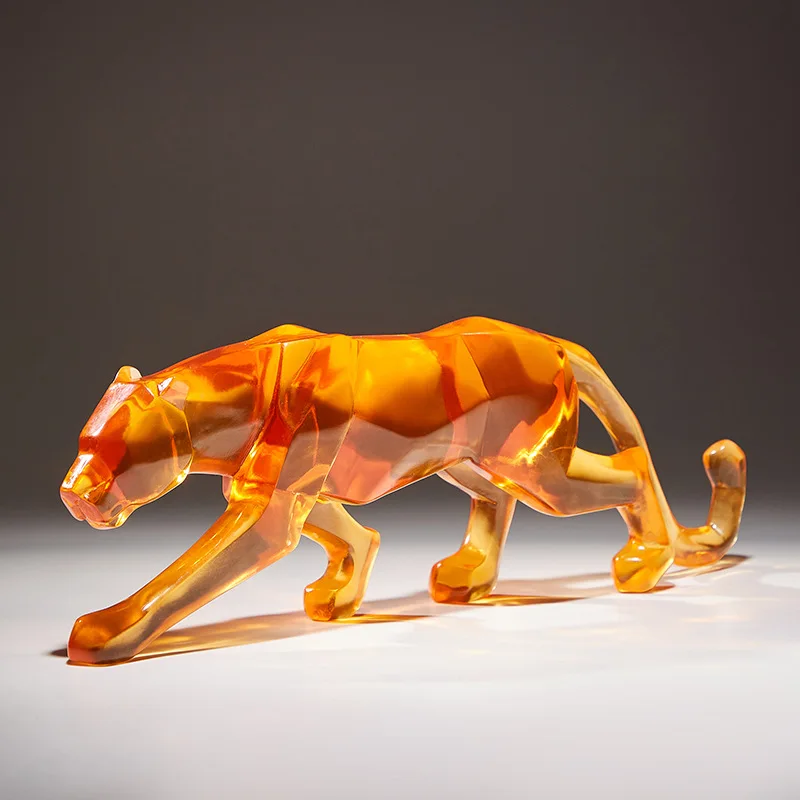 Gold Leopard Print Resin Decoration, Office Desk Sculpture Crafts, Home Living Room Desk Sculpture Decoration view 3