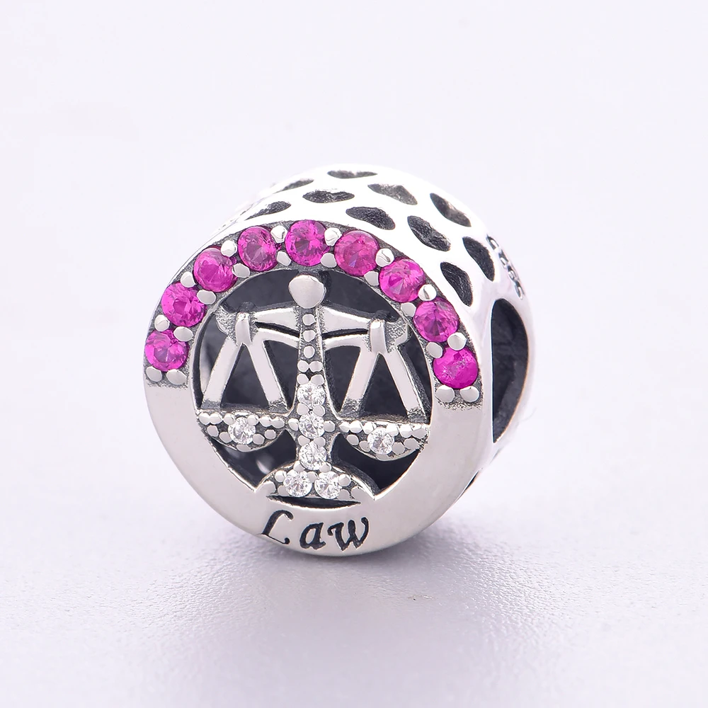 FC Jewelry Fit Original Brand Charms Bracelet 925 Silver Law Judge Beads Pendant For Making Scales of Justice Lawyer Berloque