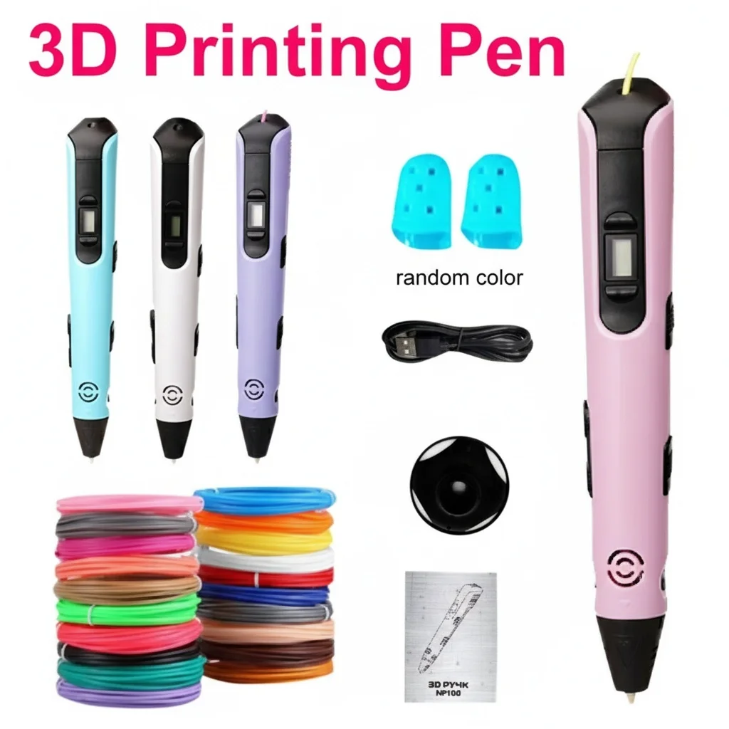 

3D Printing Pen LCD Display Screen 1.75mm ABS/PLA 0.7mm Diameter Material Kids DIY Drawing Pen Birthday Gifts Christmas