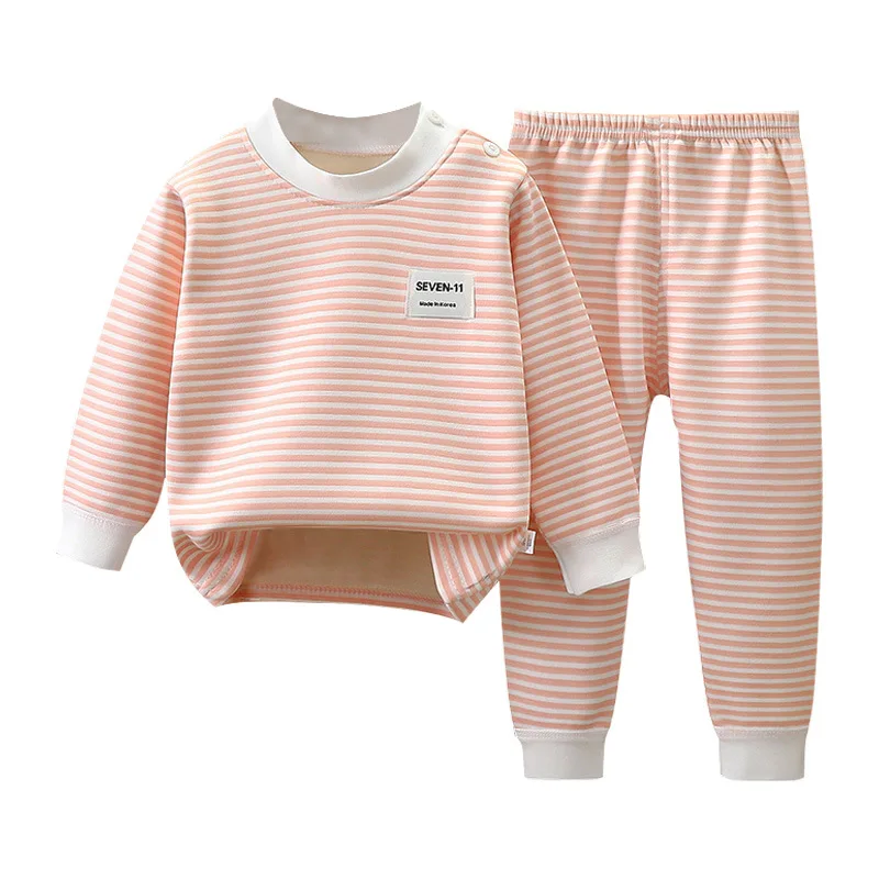 Boys Girls Warm Fleece Lined Underwear Set Milk Silk Thermal Long Johns for Autumn Winter Pajamas