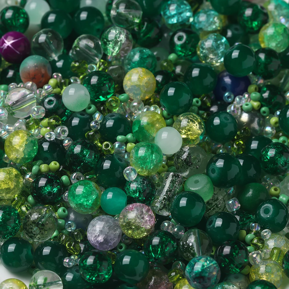 

3-14mm 30g/Bag Glass Random Mixed Style Round Loose Spacer Beads for Handmade DIY Jewelry Bracelet Necklace Keychain Accessories