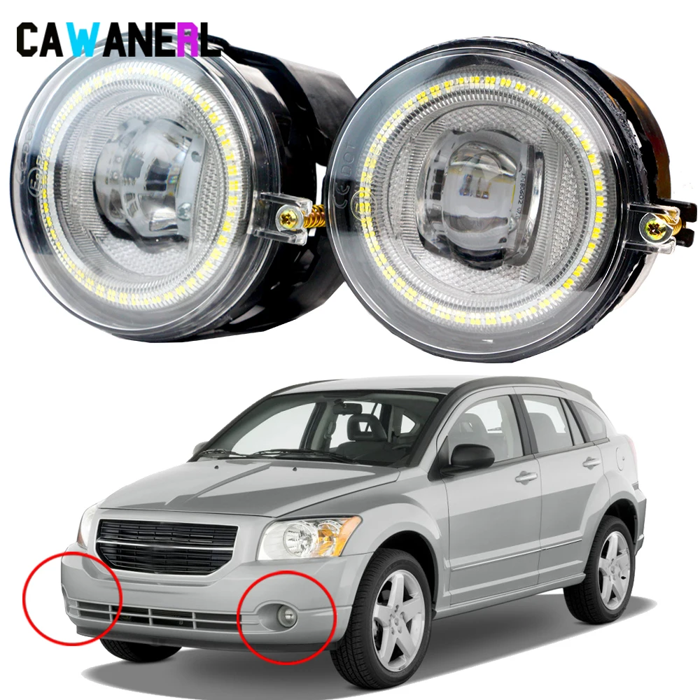 2 X Samochodowe światło przeciwmgielne LED Angel Eye DRL do jazdy dziennej 9005 Do Dodge Caliber SXT SE R/T 2007 2008 2009 (nie pasuje do modelu SRT-4)