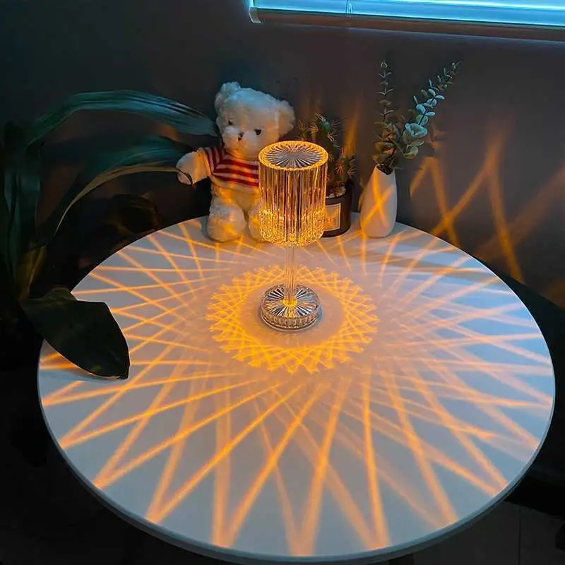 

Diamond Table Lamp Crystal Touch Control Color Changing Light Romantic Bar Atmosphere Lamp Acrylic USB Rechargeable Night Light