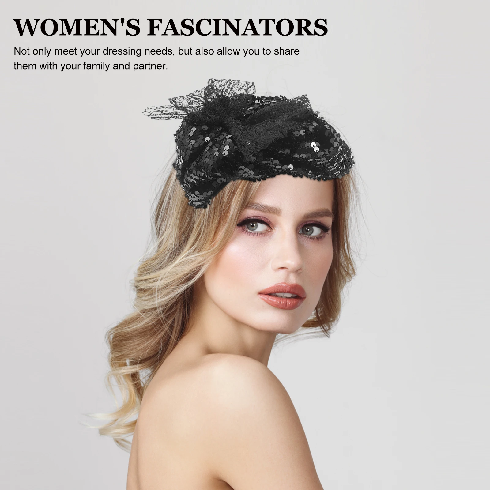 

Sequin Headband Retro Fish Scale Glitter Hair Accessories Women Party Fascinator Hat Vintage Half Cap Wedding Banquet Decor Tea