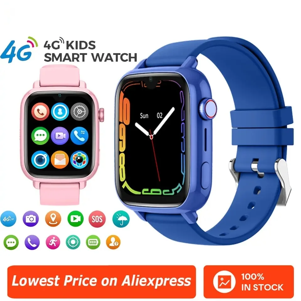 

4G Смарт-часы Детские часы для телефона Загрузка через приложение 1G + 8G GPS WIFI Видеозвонок SOS Камера Монитор Трекер Местоположение Детские умные часы Подарок