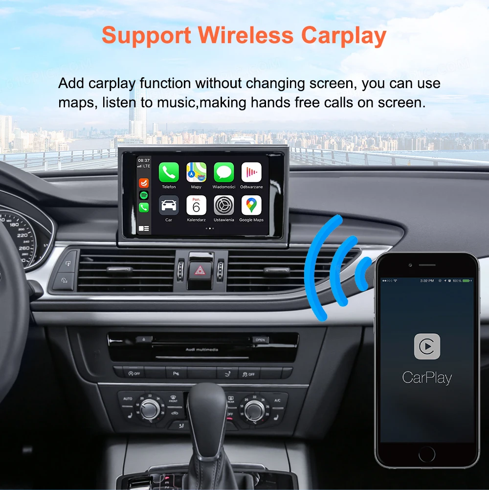 Bonroad Kabelloses Android Auto Modul für Audi A6 A7 RMC 3G MMI MHI2 2012-2018 Carplay Interface Mirror Link Air Play Rückfahrkamera – Detail 4