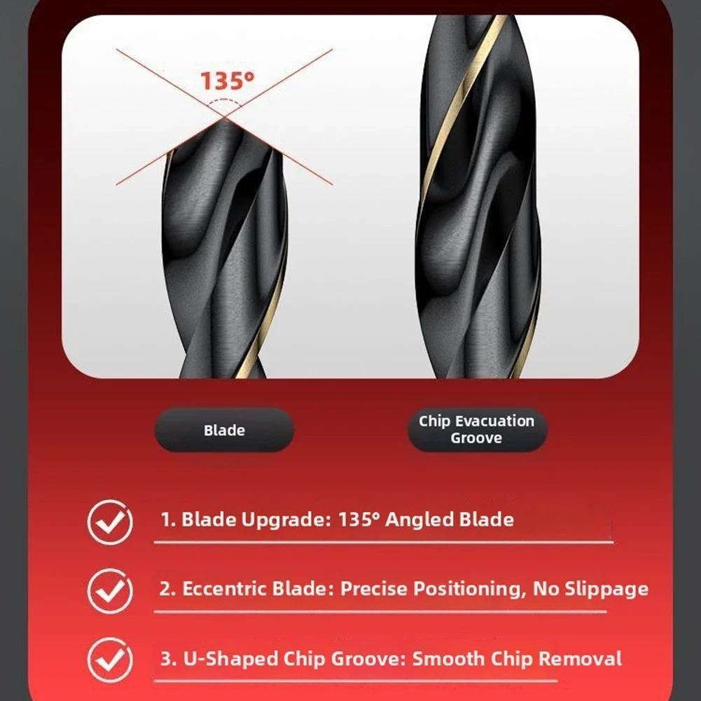 135 Split Point Cobalt Drill Bits For Metalworking As Shown Cobalt Steel Twist Drill Set Eccentric Cutting Edge