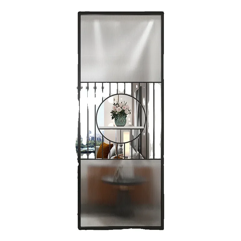 

Light luxury modern simple water cube, water pattern half wall glass screen