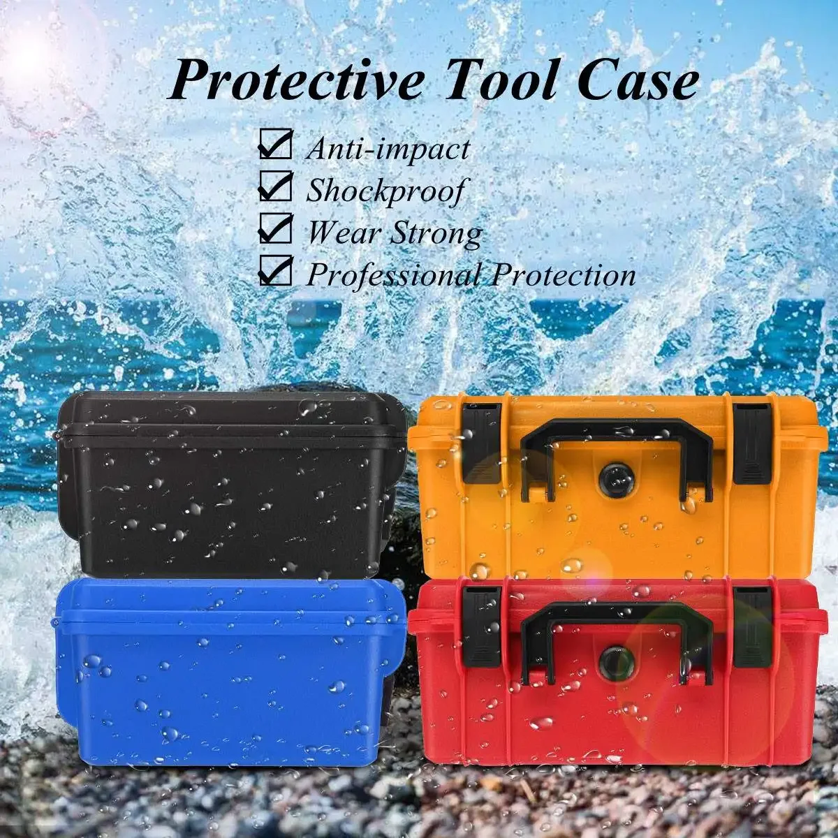 279x234x126mm Outdoor Safety Instrument Tool Box With Foam Shockproof Storage Toolbox Equipment Tool Case Sealed Containers