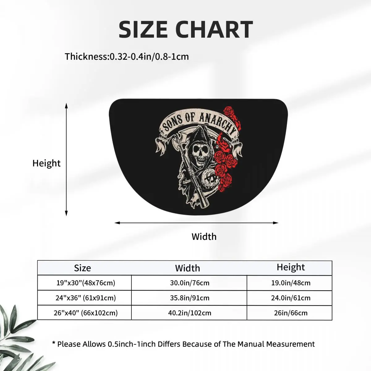 SOA Sons Of Anarchy Soft Flannel Half Round Doormat Non Slip Bathroom Mat Absorbent Floor Carpet for Laundry Room Bathroom