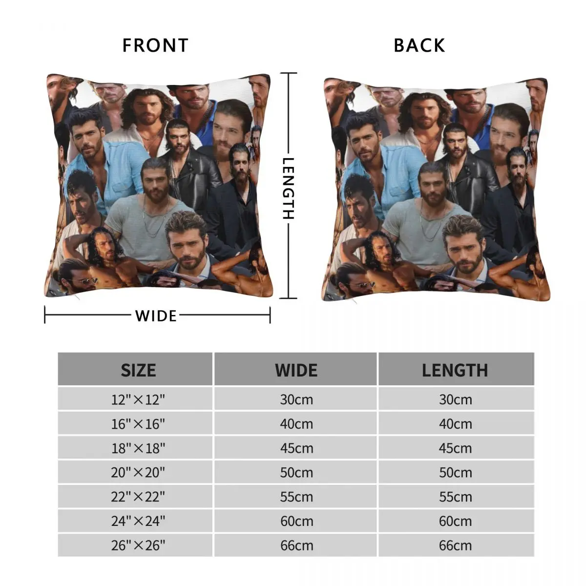 Can Yaman Photo Collage Pillowcase Soft Polyester Cushion Cover Decorative Muscles Actor Model Pillow Case Cover Home 40*40cm