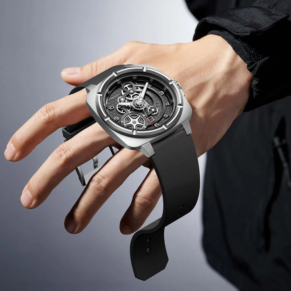 أزياء الرجال الرياضة ووتش حزام السيليكون ساعات كوارتز عالية الجودة للماء مضيئة عارضة الميكانيكية نمط العصرية الرجال الهدايا