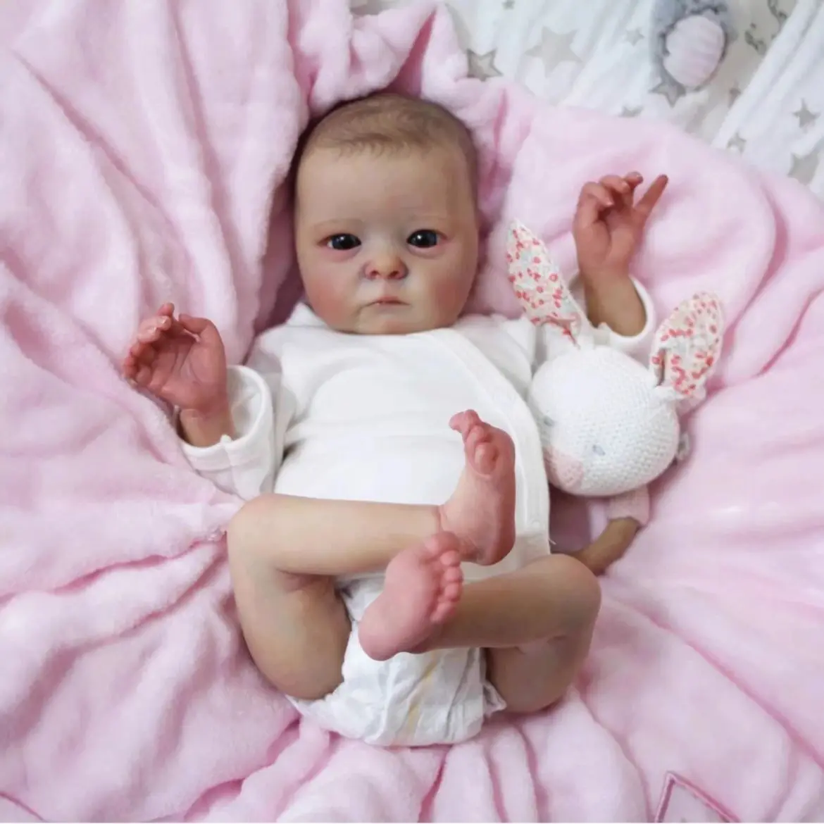 16" lebensechte wiedergeborene Babypuppe, ultra-realistisches Sammlerstück in Neugeborengröße mit handbemalter 3D-Hautstruktur