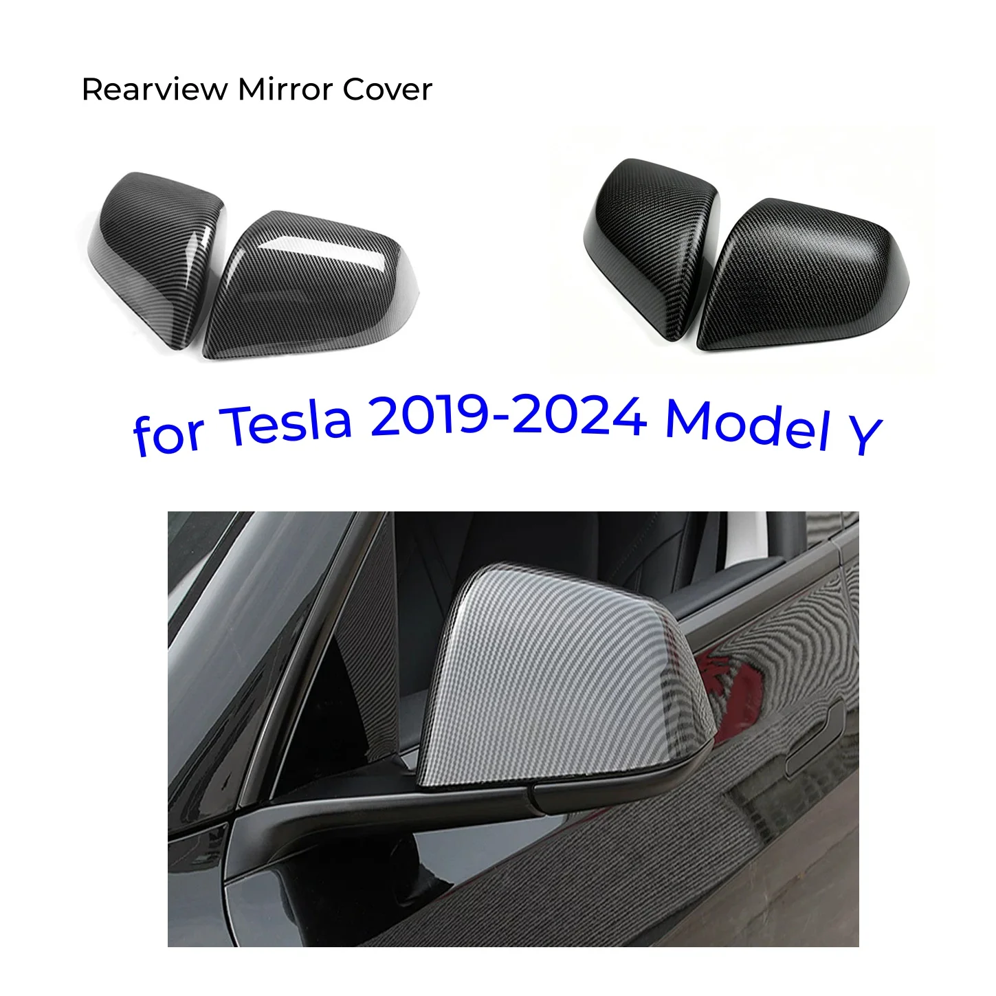 Rearview Mirror Cover for Tesla Model Y 2019-2024 Carbon Fiber ABS Rear View Mirror Decorative Shell Auto Accessories