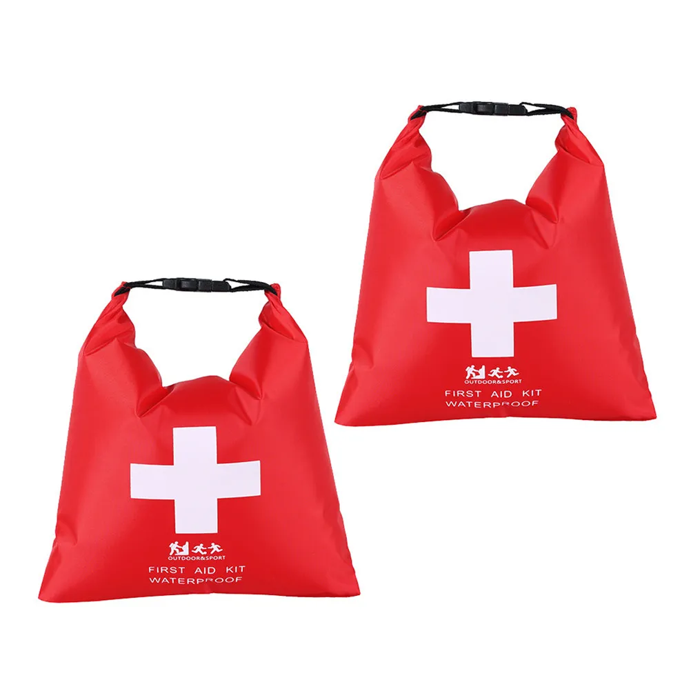 2Pcs Compact Waterproof First Aid Bag Nylon Floating Storage Sack for Swimming Hiking Camping Fishing Sailing Paddling Outdoor