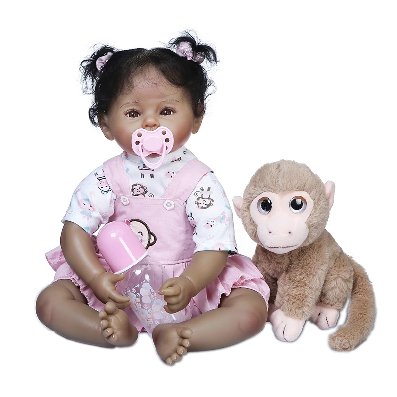 50cm Realistic for Doll Soft Body Vinyl Toddler Babies Princess Girl Monkey Toy Birthday Christmas Gift