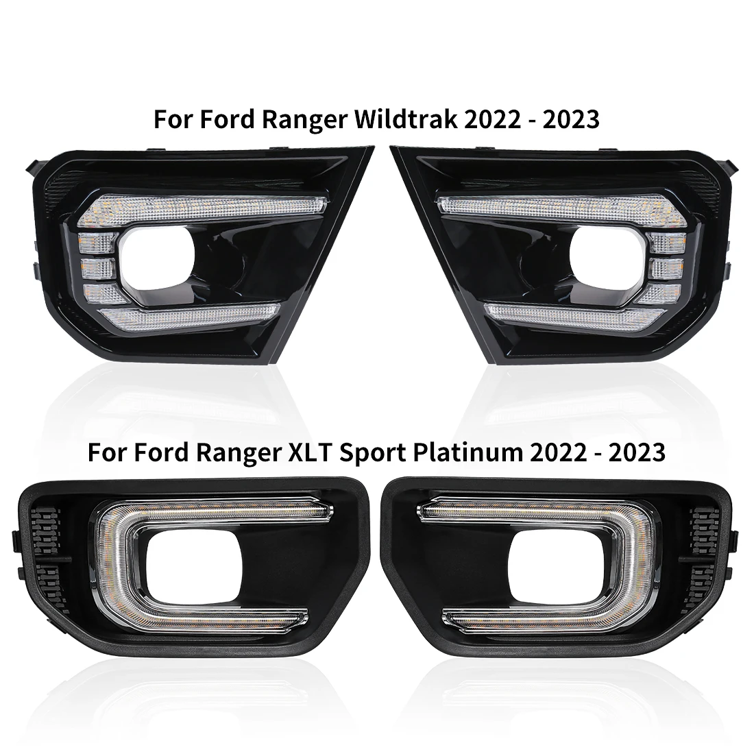 DRL For Ford Ranger 2022 2023 Wildtrak XLT Sport Platinum LED Daytime Running Lights Car Front Bumper Driving Daylights Auto 12V