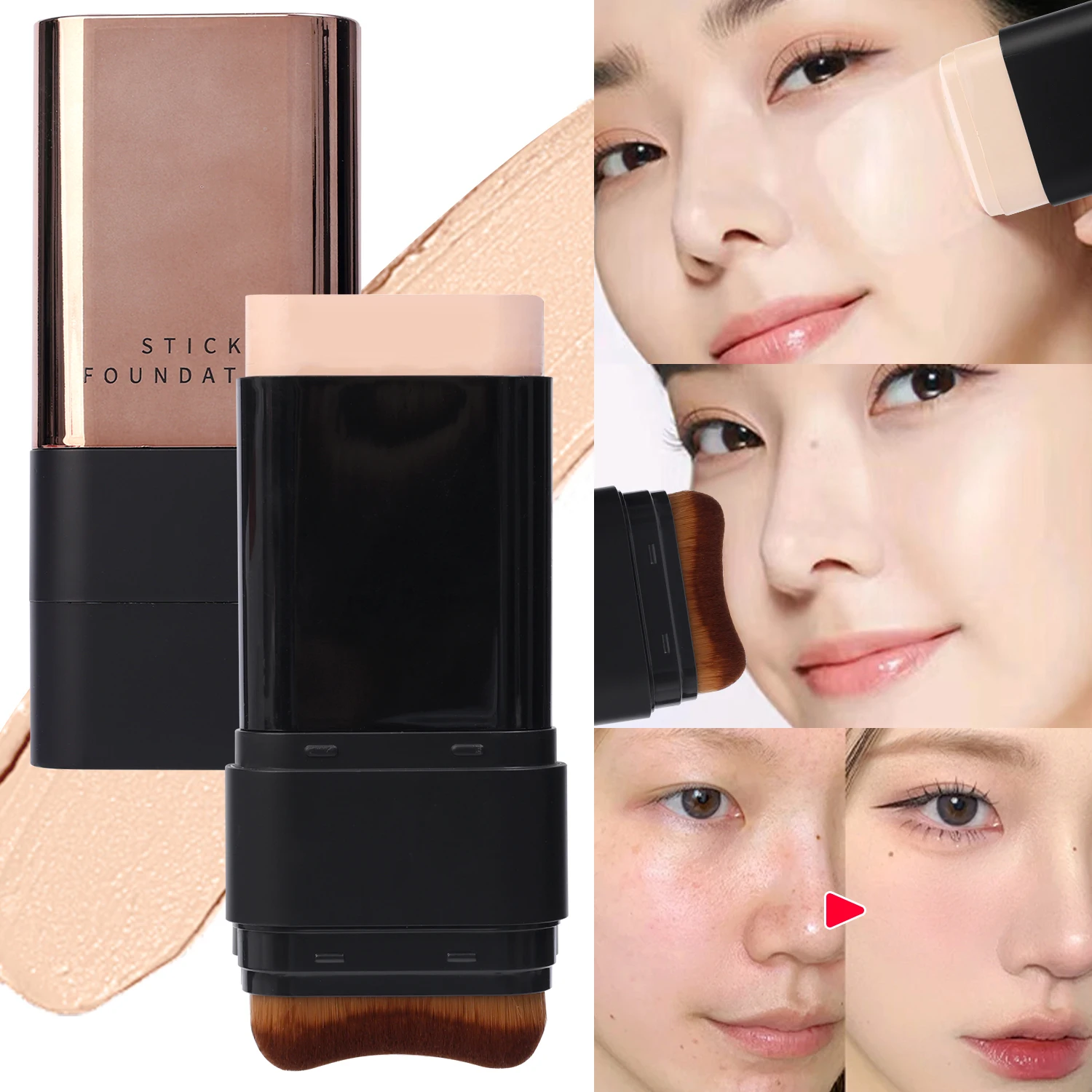 Moisturizing Eraser Foundation Stick Double-head Liquid Foundation Long-lasting Face Makeup Velvet Moist Light Concealer Beauty