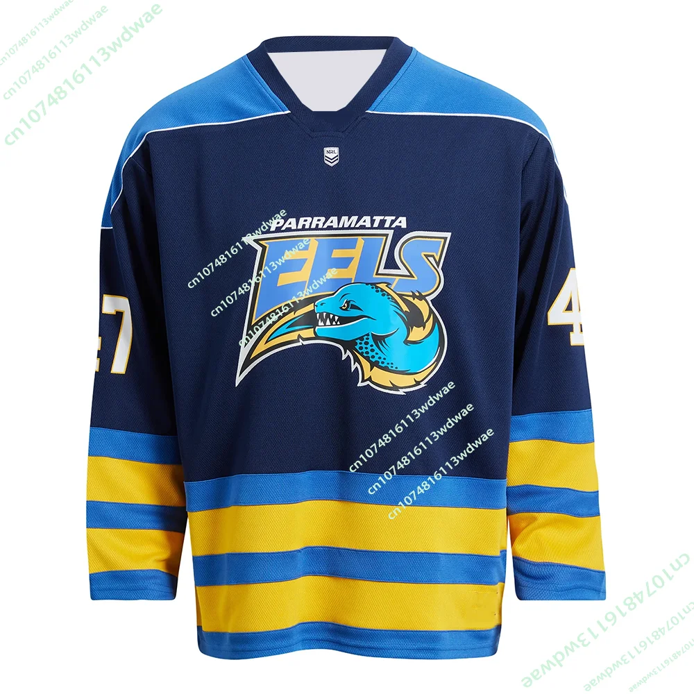 

The Latest 2026 NRL Australia Parramatta Eels Adult Hockey Jersey Mens 3D Pint Long Sleeve Sport Casual Quick-dry T-Shirt Moto