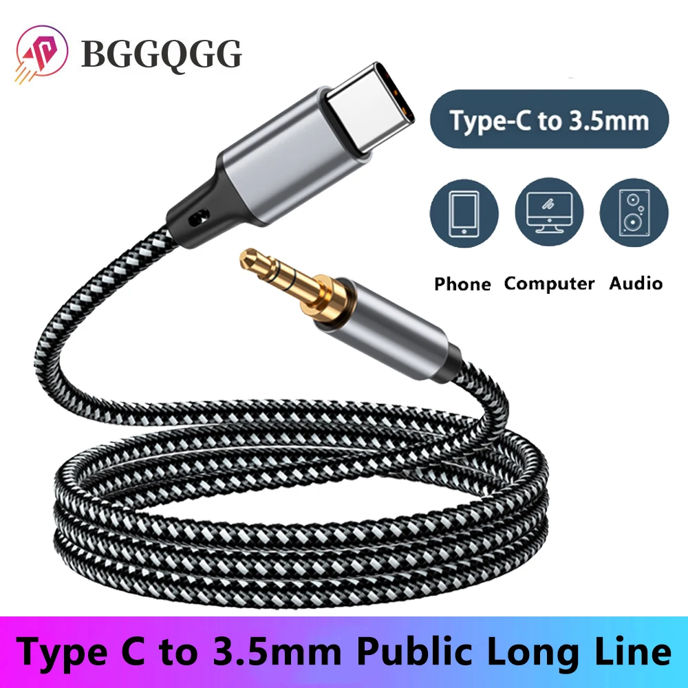 

BGGQGG Type-C to 3.5 mm audio cable adapter Male Type-C to male headphones plug,in wire suitable for laptop/tablet/mobile phone