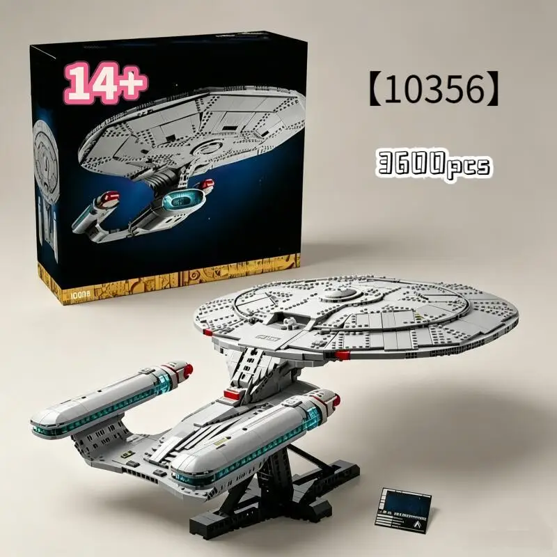 3600 piezas Nuevo Star Trek Enterprise NCC-1701-D, Bloques de Construcción 10356, Ladrillos, Modelo DIY, Juguetes Creativos para Regalo de Cumpleaños o Festividades