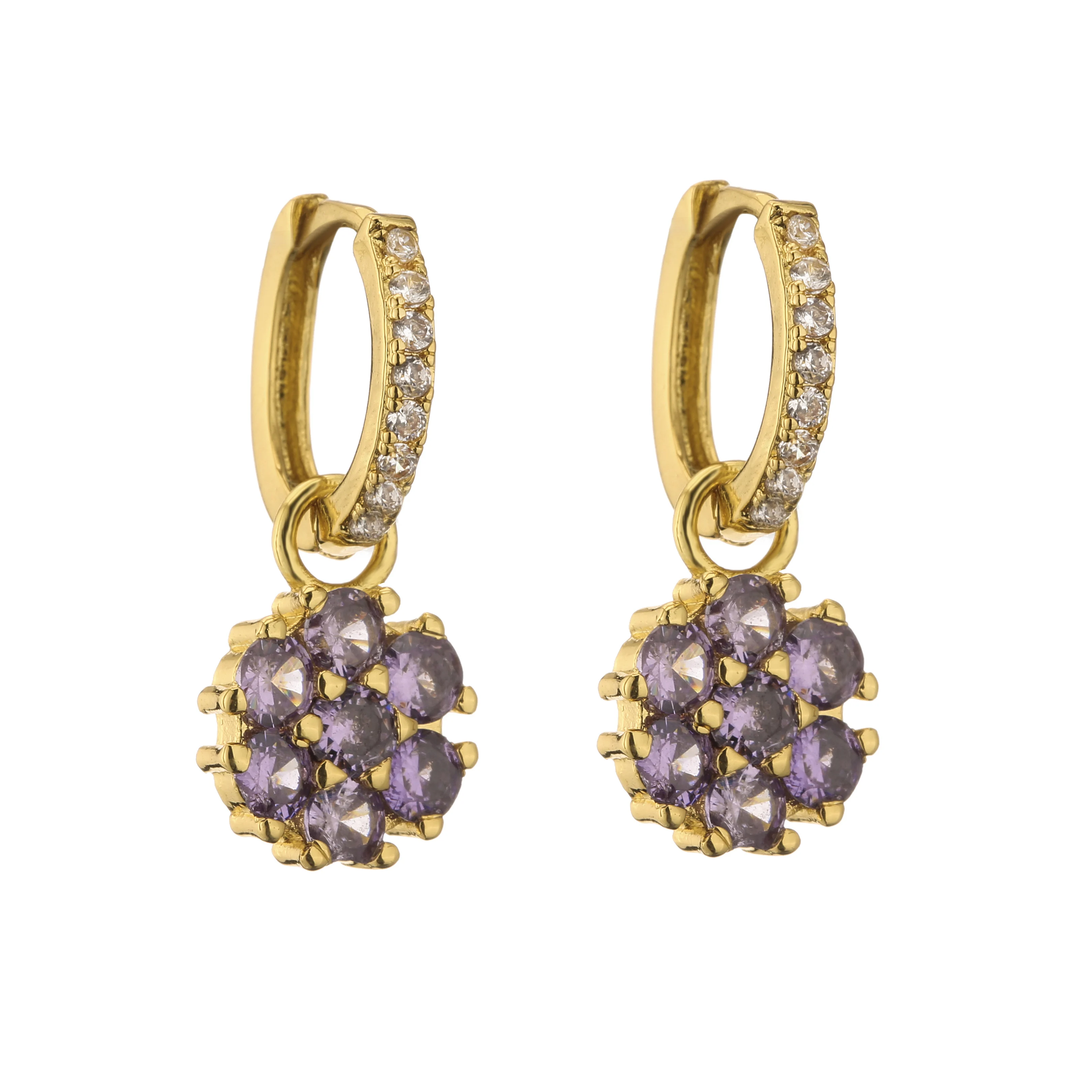 HECHENG,Flower Geometric brass Golden Color Metal Circle Hoop Earring for Women Travel Jewelry Accessories