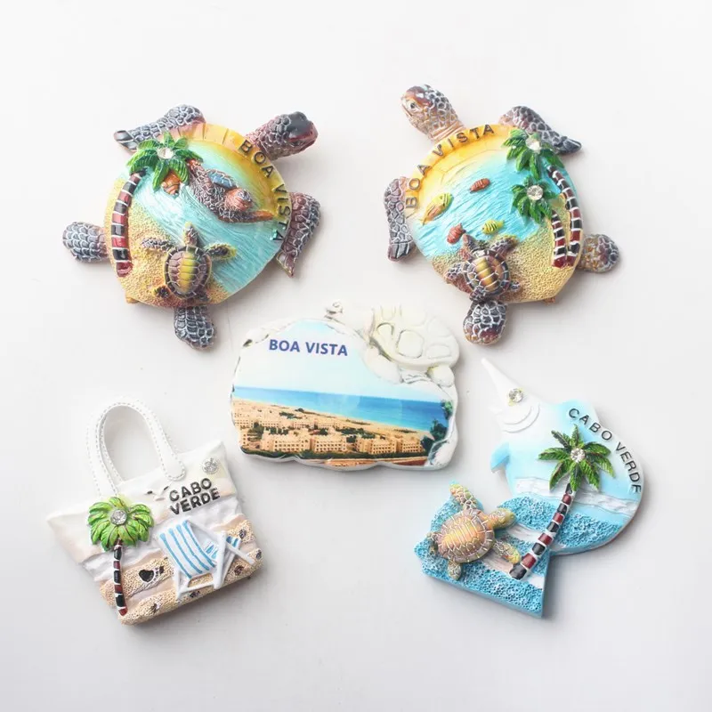 Cape Verde Travelling Souvenirs Fridge Magnets Cute Turtle Manetic Stickers for Message Board Kawaii Gifts Crative Home Decor