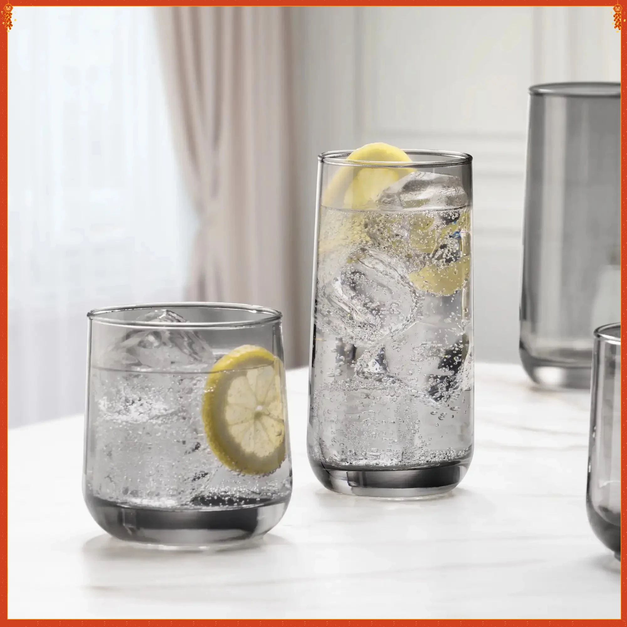 

16-Piece Drinkware Set Tinted Glass Tumblers, for Cocktails Iced Coffee & Entertaining, Dishwasher Safe