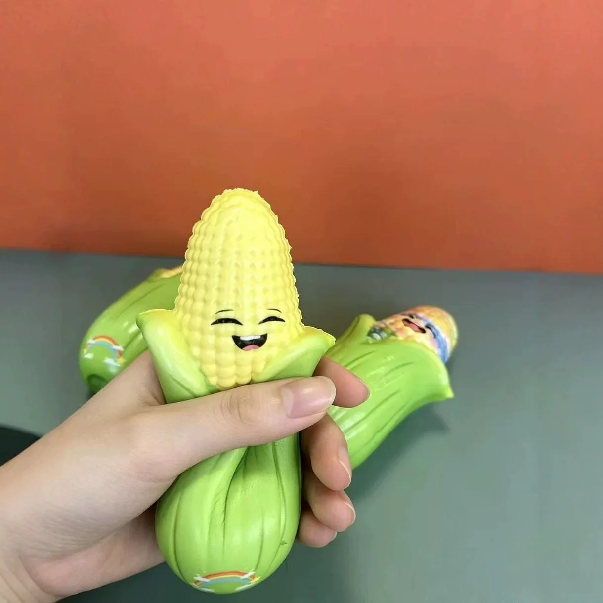 PU Slow Rising Squishy Toy, Realistic Smiling Corn Fruit Squeeze Stress Relief Fidget Toy for Kids & Adults