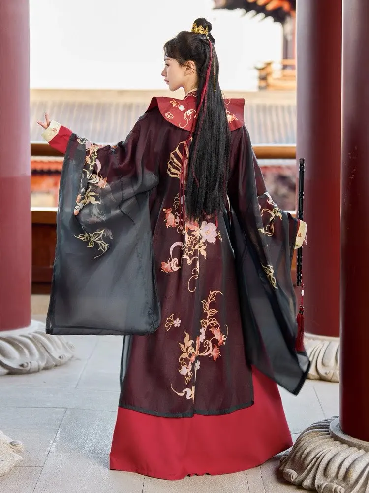 Hanfu 드레스 여성 고대 중국 전통 Hanfu 여성 할로윈 코스프레 의상 파티 Hanfu 레드 블랙 화이트 플러스 사이즈 4XL