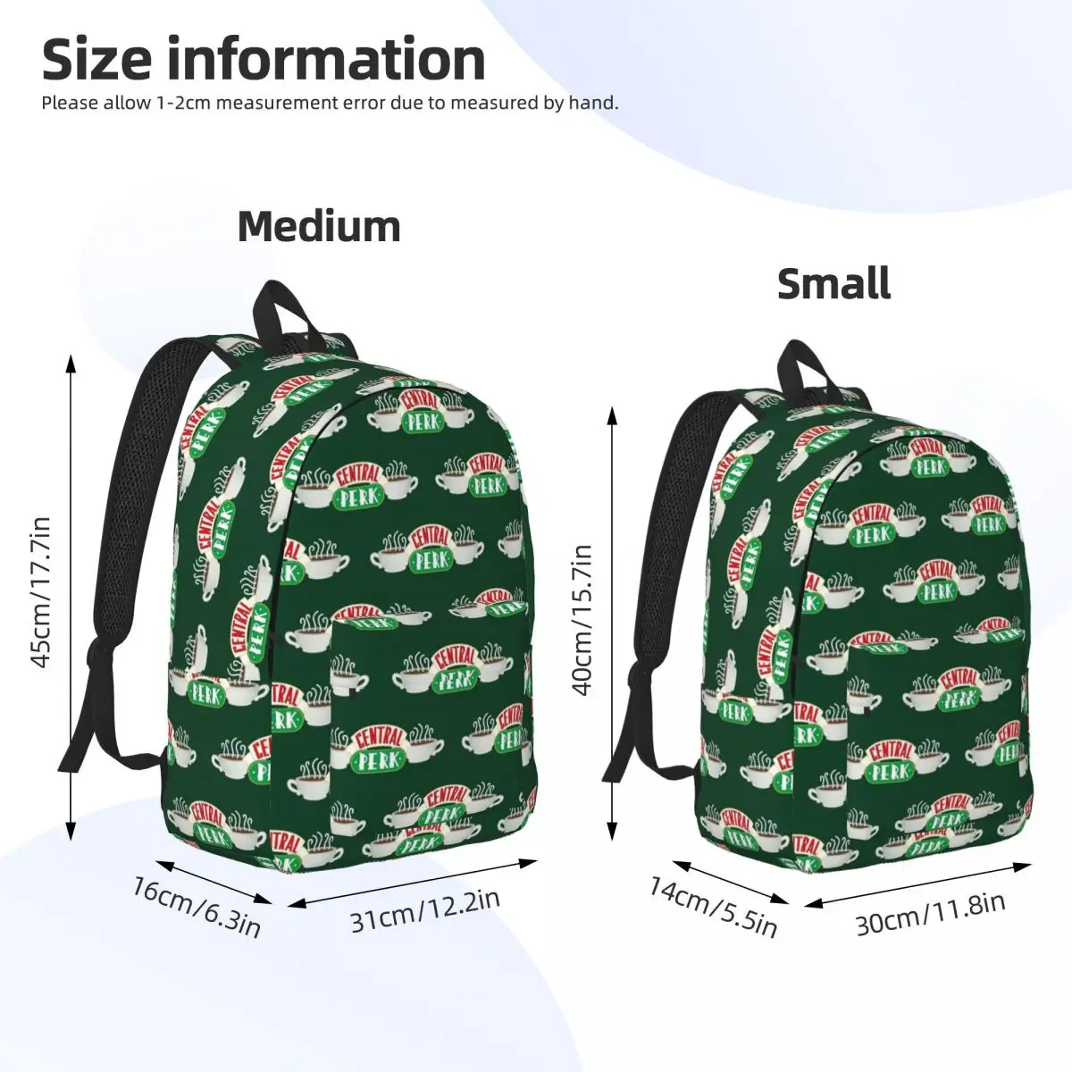 Central Perk Friends TV Show Backpack Daypack Large Capacity Children BookBag School Bag Shoulder Bags for Boys Girls