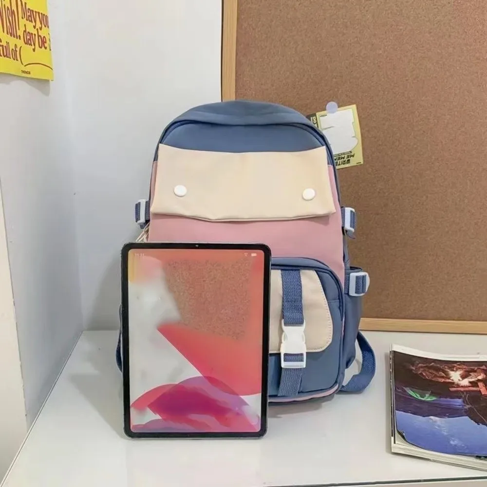 

Simple Nylon Backpack Large Capacity Korean Color Book Bag Breathable Multifunction College Backpack Travel