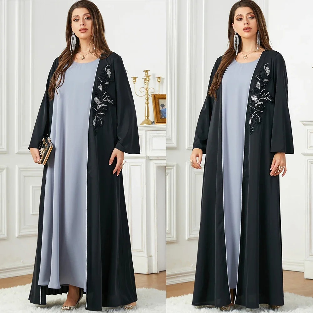 

Black Kimono Open Abayas for Women Luxury Dubai Turkey Kaftan Muslim Dress Eid Ramadan Kebaya Islam Clothing Arabic Robe Caftan