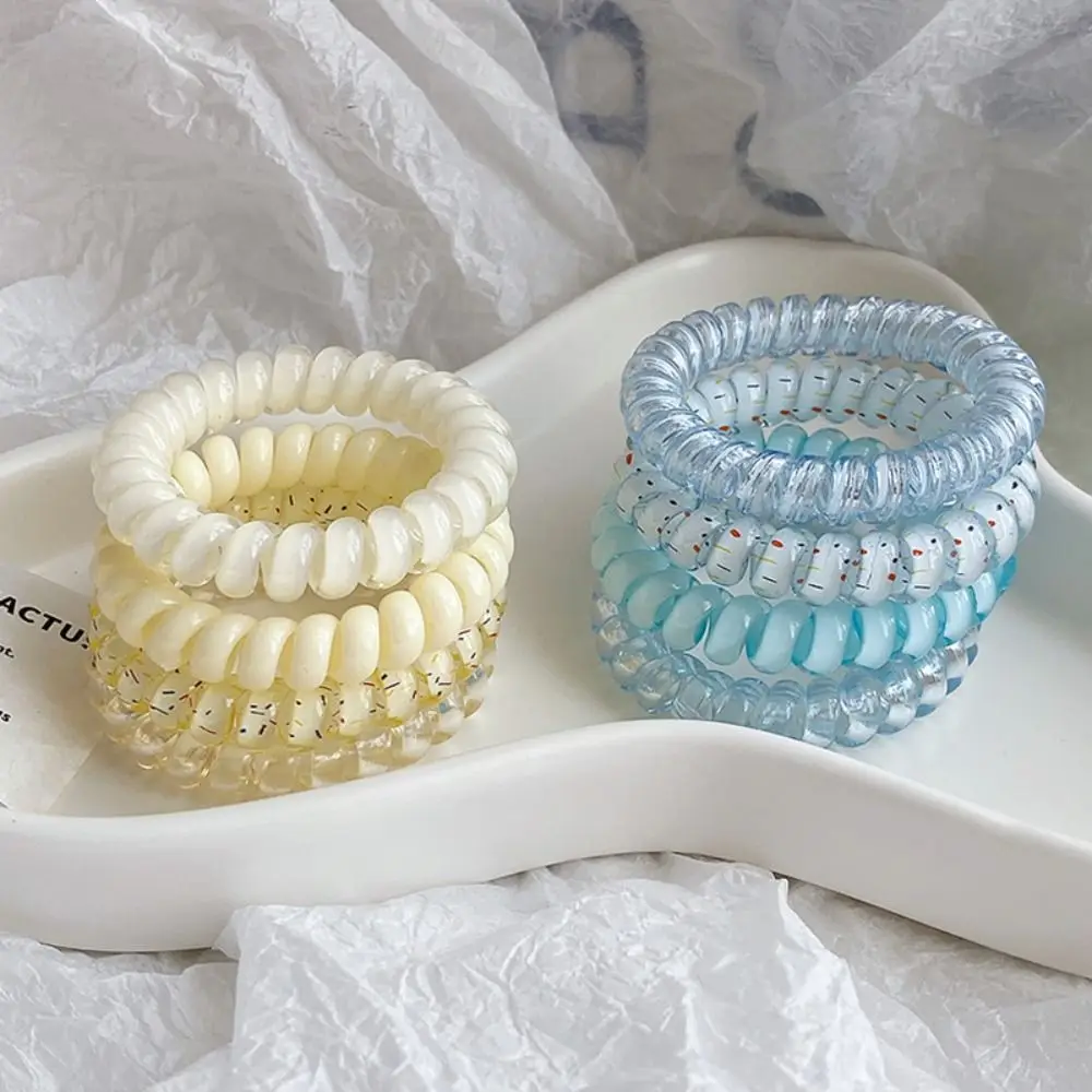 Hair Tie Stretch Spiral Cord Hair Ring Hair Rope Headwear Sweet Elastic Hair Tie Colorful Scrunchies Multicolor Telephone Wire