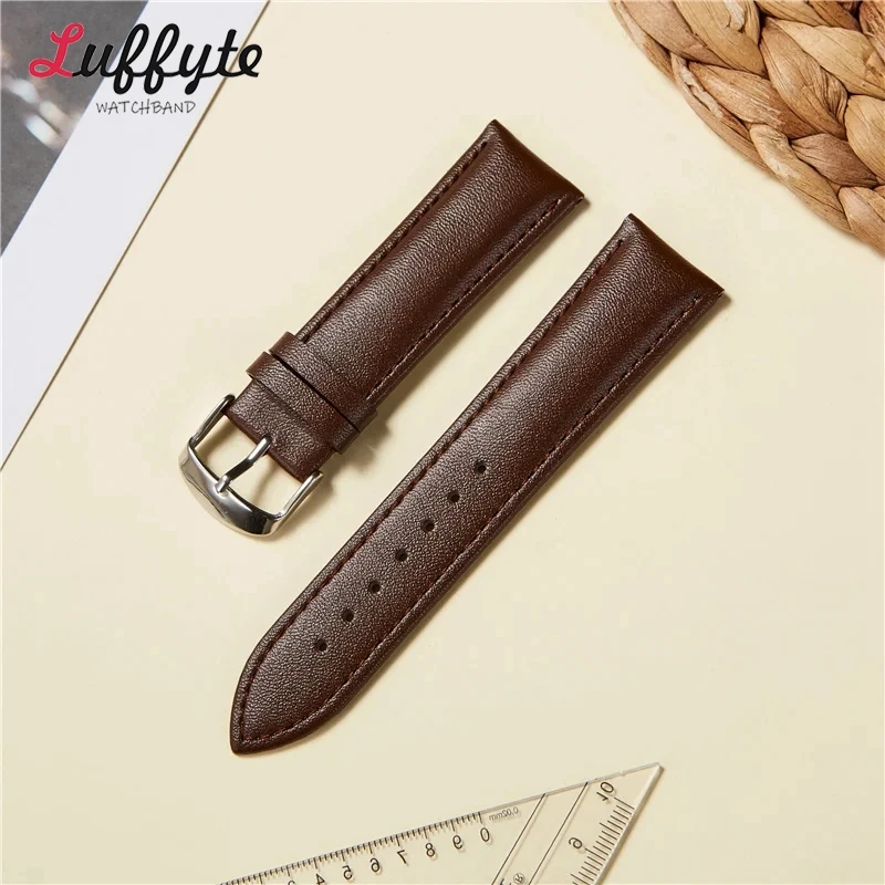 Calfskin Genuine Leather Watchbands 14mm 16mm 18mm 20mm 22mm Watch Accessories Men Women Bracelet Business Wristwatch Straps