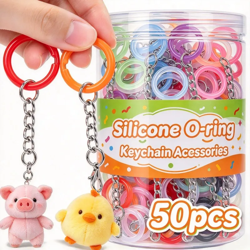 5/50Pcs Colorful Silicone O‑Ring Lobster Clasp Keychain for Backpack Zipper Pendants Jewelry Accessories Connector Loop Charms