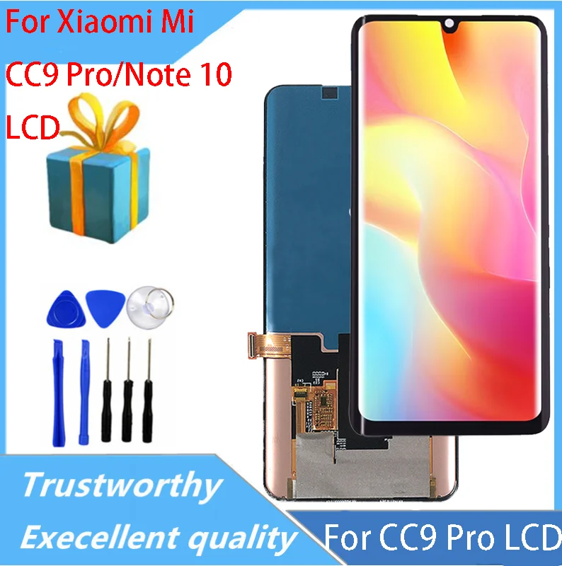 AMOLED For Xiaomi Mi CC9 Pro CC9 Pro LCD Display M1910F4E Touch Screen with frame Digitizer Screen Assembly xiaomi Note10 LCD