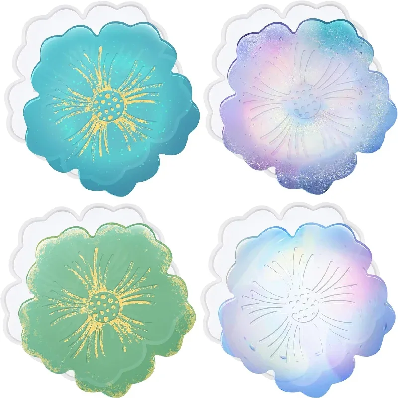 لتقوم بها بنفسك زهرة شكل كوستر قالب سيليكون لراتنجات الايبوكسي اليدوية الحرفية طبق الفاكهة الطين الجص قالب الصب ديكور المنزل #5