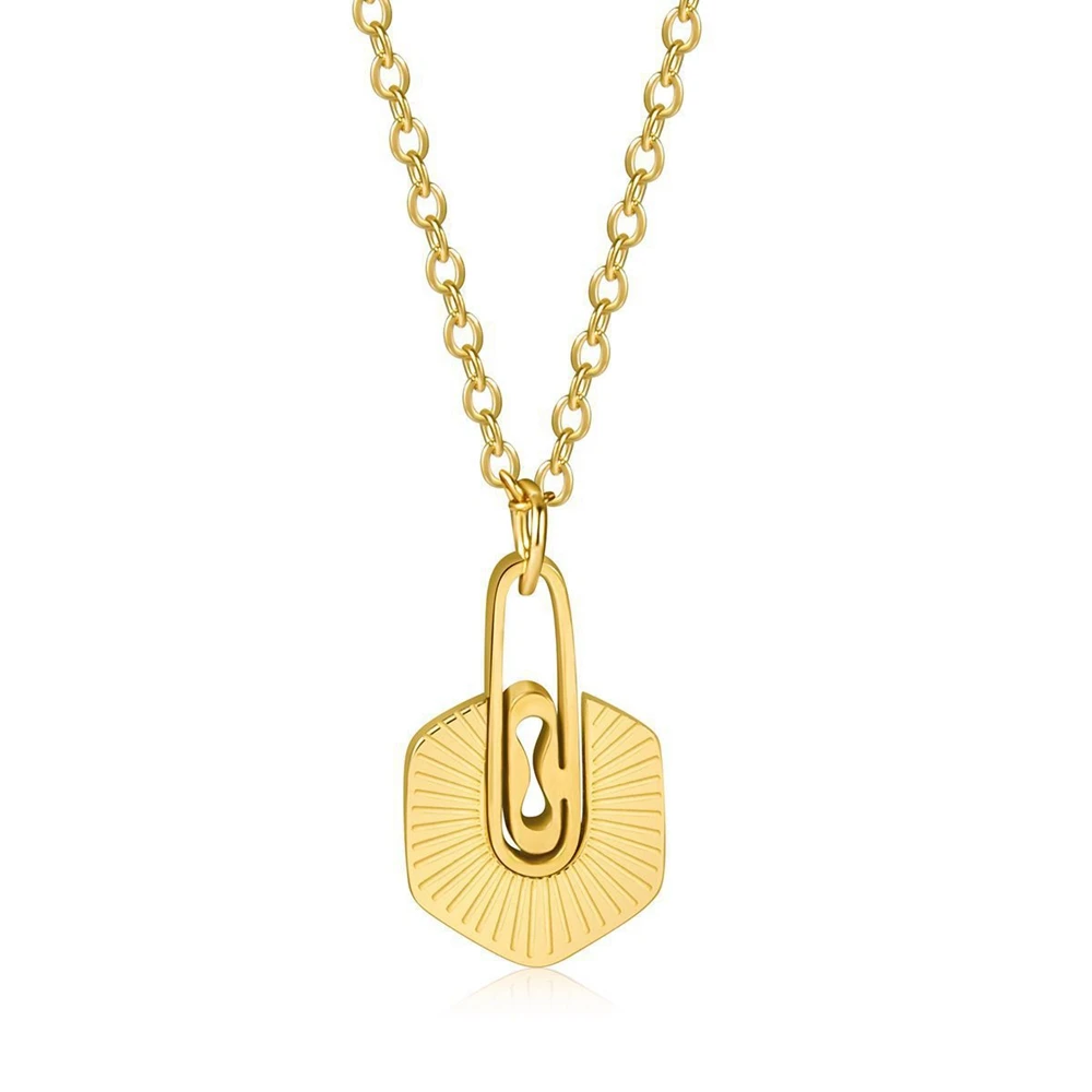 WILD & FREE Trendy Geometric Hexagonal Pendant Stainless Steel Necklace Vintage Drop Earrings Women Jewelry Set