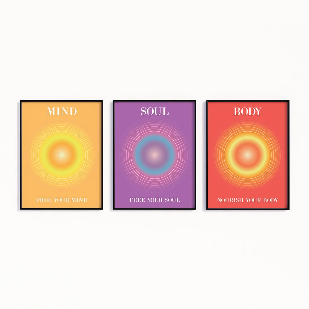Positive Aura Body Spiritual Print Mind Body Soul Wellness Inspirational Wall Art Canvas Painting Posters For Living Room Decor