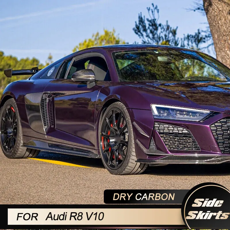 

Car Side Skirts Body Kit Apron Lip for Audi R8 V10 Coupe Convertible 2-Door 2022 2023 Racing Side Skirt Extensions Dry Carbon