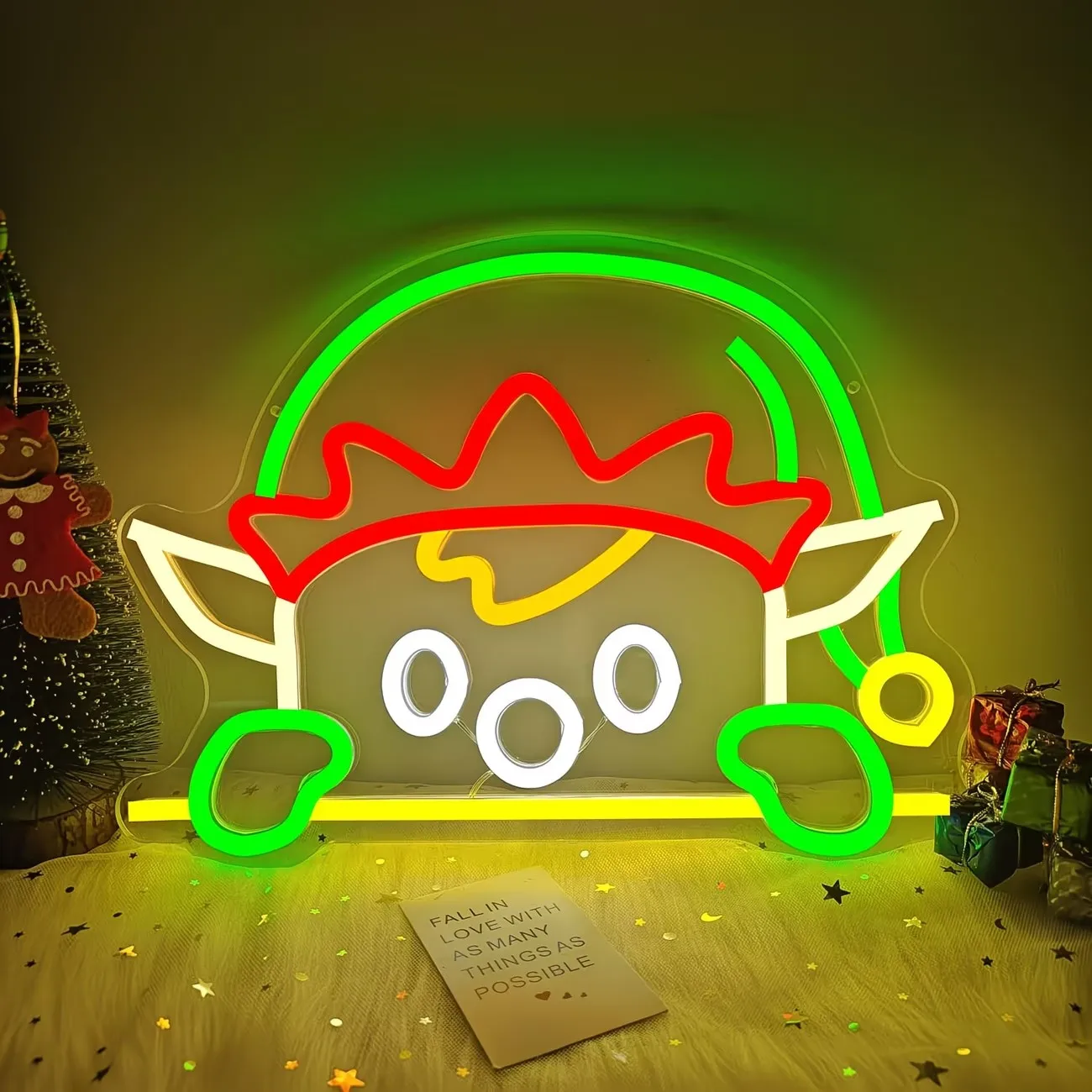 Christmas Elf LED Neon Sign USB Wall Lamp Xmas Holiday Home Bar Decorative Light Gift