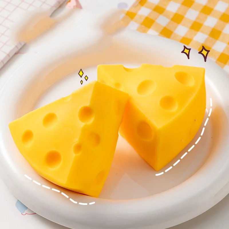 Simulação de queijo brinquedos mole, bolas de alívio do estresse, descompressão, recuperação lenta, brinquedo sensorial para crianças, lembranças de festa de aniversário