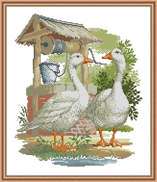 Two geese 34-39 embroidery kits, cross stitch kits,cotton frabric DIY homefun embroidery Shop2