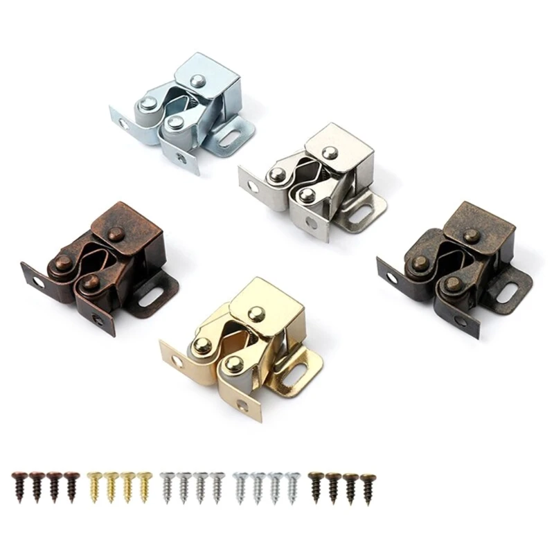 Set of 5 Cupboard Cabinet Door Catches with Screws Twin Roller Closet Catch,Double Roller Catch Use for Home Furniture