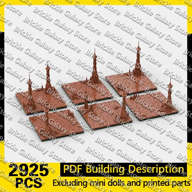QWERT Star Movies Model MOC Building Bricks Red Rock Spire Wasteland Modular Technology Gifts Holiday Assemble Children Toy Suit